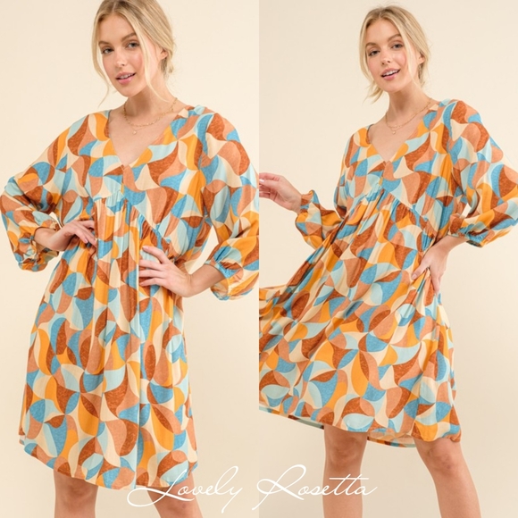 Colorful Geometric Print Open Back Dress - Picture 9 of 9